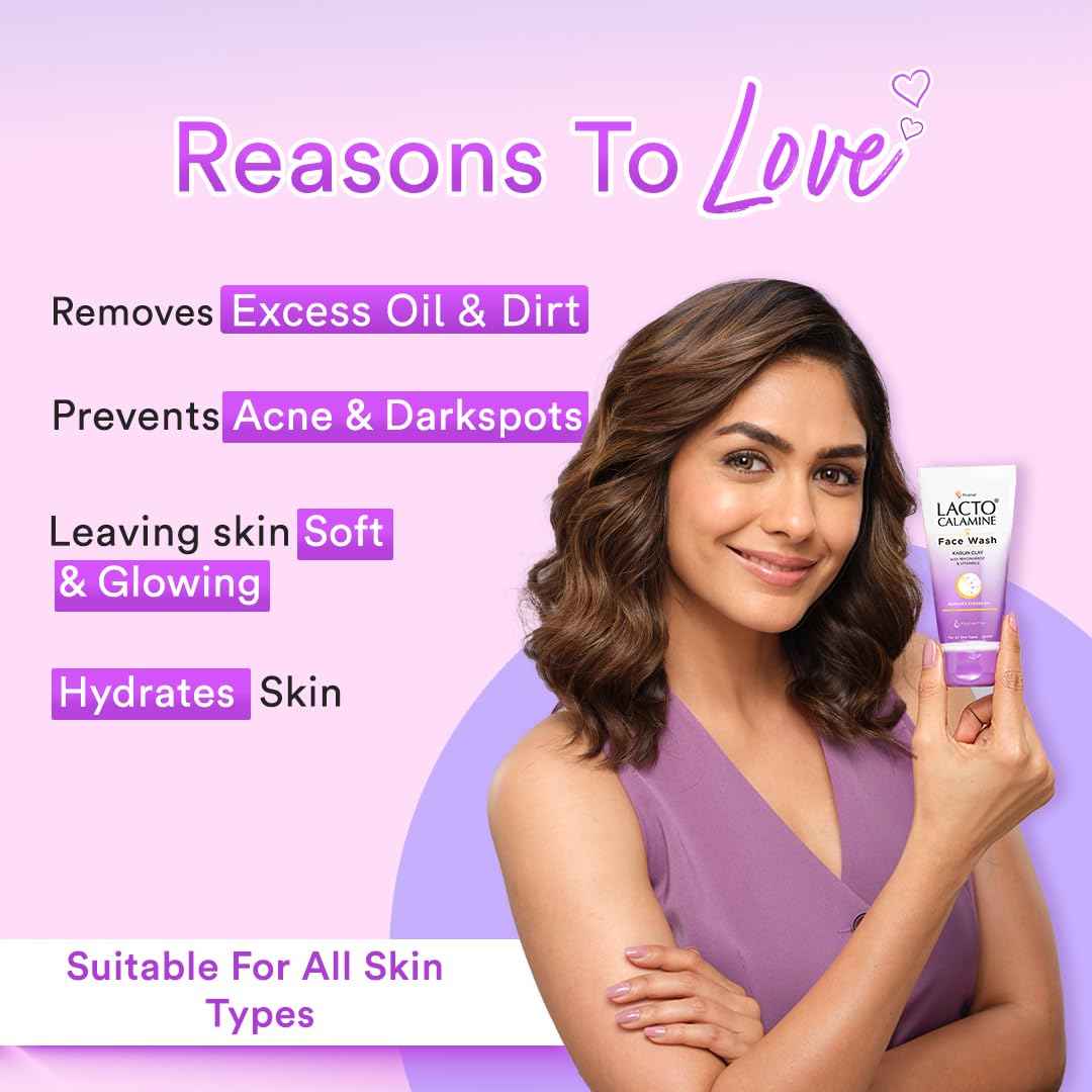 Lacto Calamine Face Wash with Kaolin Clay for Oily Skin, 100 ml (Pack of 2)