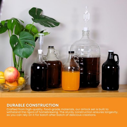 Fastrack Airlocks for Fermenting (Set of 3) | Bubble Airlock for Wine Making and Beer Making | BPA-Free S-Shaped | Used for Brewing Wine, Beer, Pickles & More | Transparent