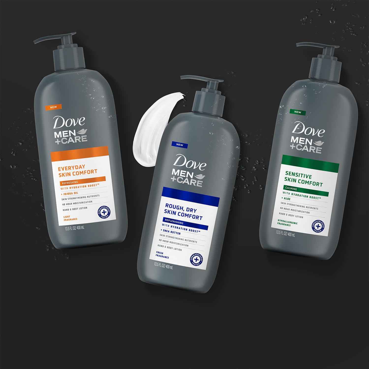 Dove Hand & Body Lotion, Men+Care Value Pack – Everyday Skin Comfort Formula with Shea Butter & Jojoba Oil, Refreshing Lotion for Dry Skin, 13.5 Fl Oz (Pack of 2)