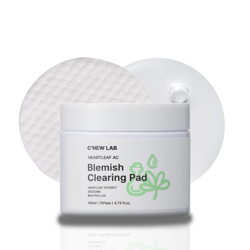 C’NEW LAB Heartleaf AC Blemish Clearing Pad (70 pads) | Blackhead & Exfoliating Facial Pads for Smooth Skin | Heartleaf Extract, Heartleaf Exosome, Allantoin, PHA, Korean Skin Care