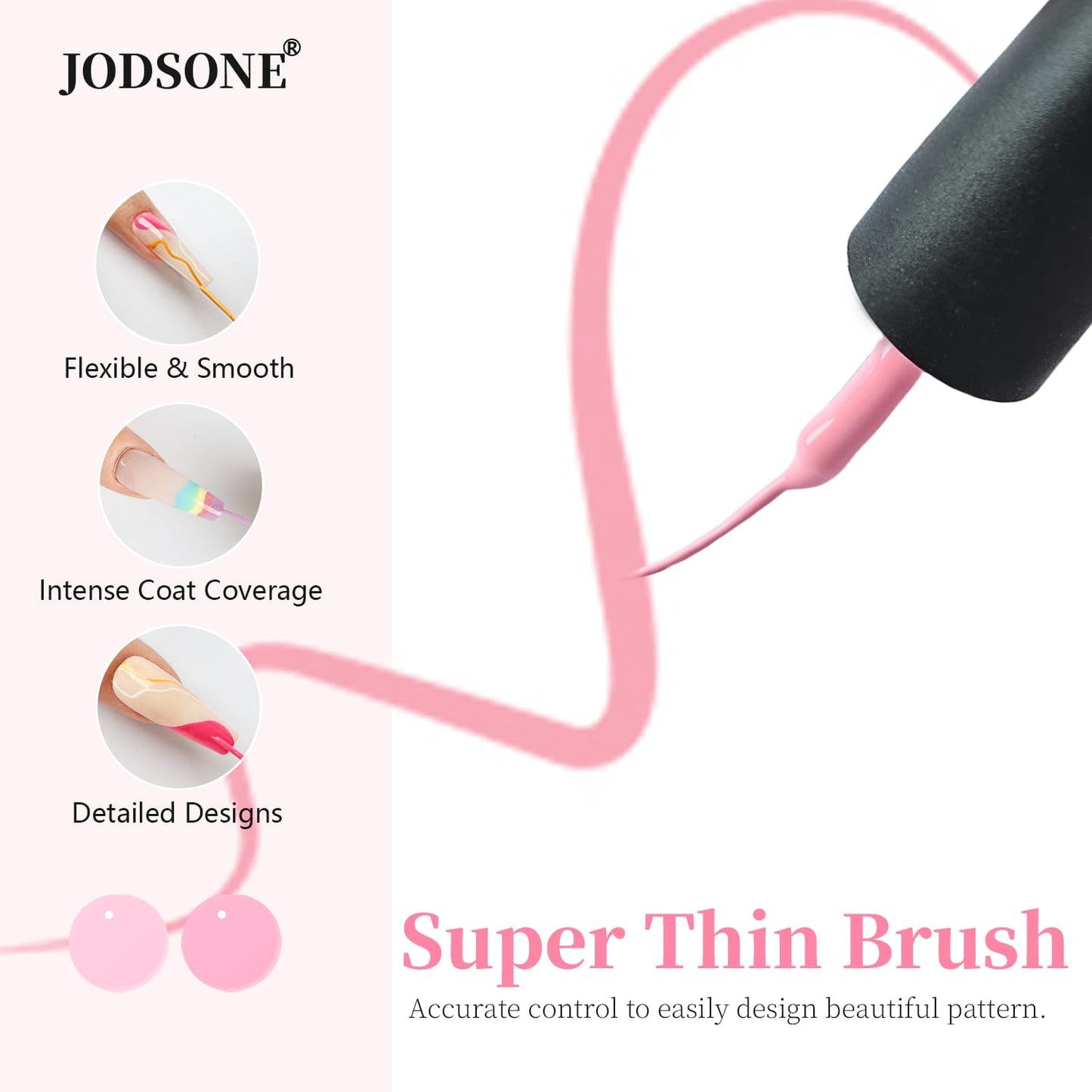 JODSONE Gel Polish Nail Art Gel Liner Set 32 Colors Orange Grey Pink Green Blue White Black Need U V Lamp Cured with Thin Brush,Nail Art Gifts for Women