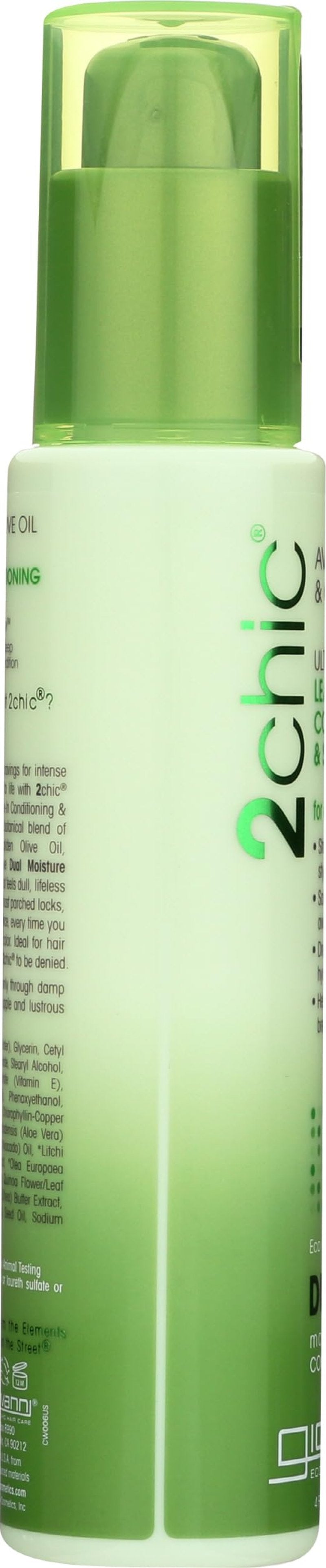 GIOVANNI 2chic Ultra-Moist Leave-In Conditioning Styling Elixir - Smoothes Frizz Prevents Breakage, For Dry & Damaged Hair, Avocado & Olive Oil, Enriched with Aloe Vera, Shea Butter - 4 fl oz