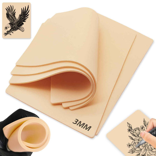Anghie 10Pcs Tattoo Practice Skin 7.4 * 5.6'' Tattoo Skins 3MM Thick Blank Double Sides Fake Skin for Practicing for Experienced Artists and Beginner
