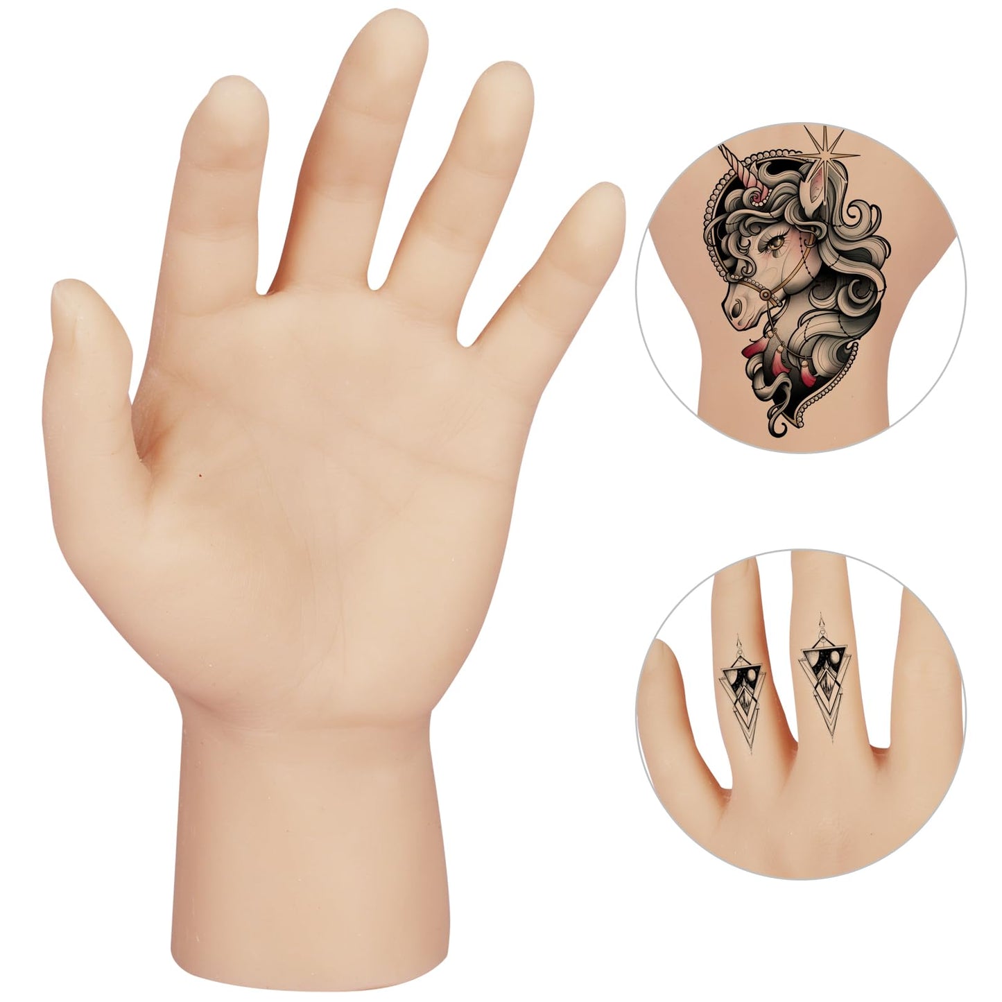 Tattoo Practice Hand with Wrist - Autdor Left Tattoo Fake Hand with Short Arm Silicone Hand Model Fake Skin Tattoo Practice Skin for Tattoo Training or Display for Tattoo Supplies Tattoo Artists