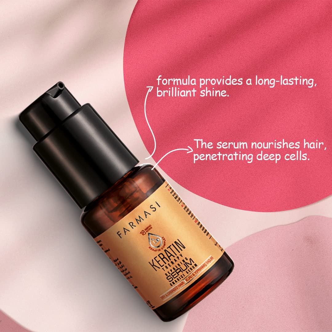 FARMASi Keratin Therapy Repairing Hair Serum, Heat Protection, 1 fl oz