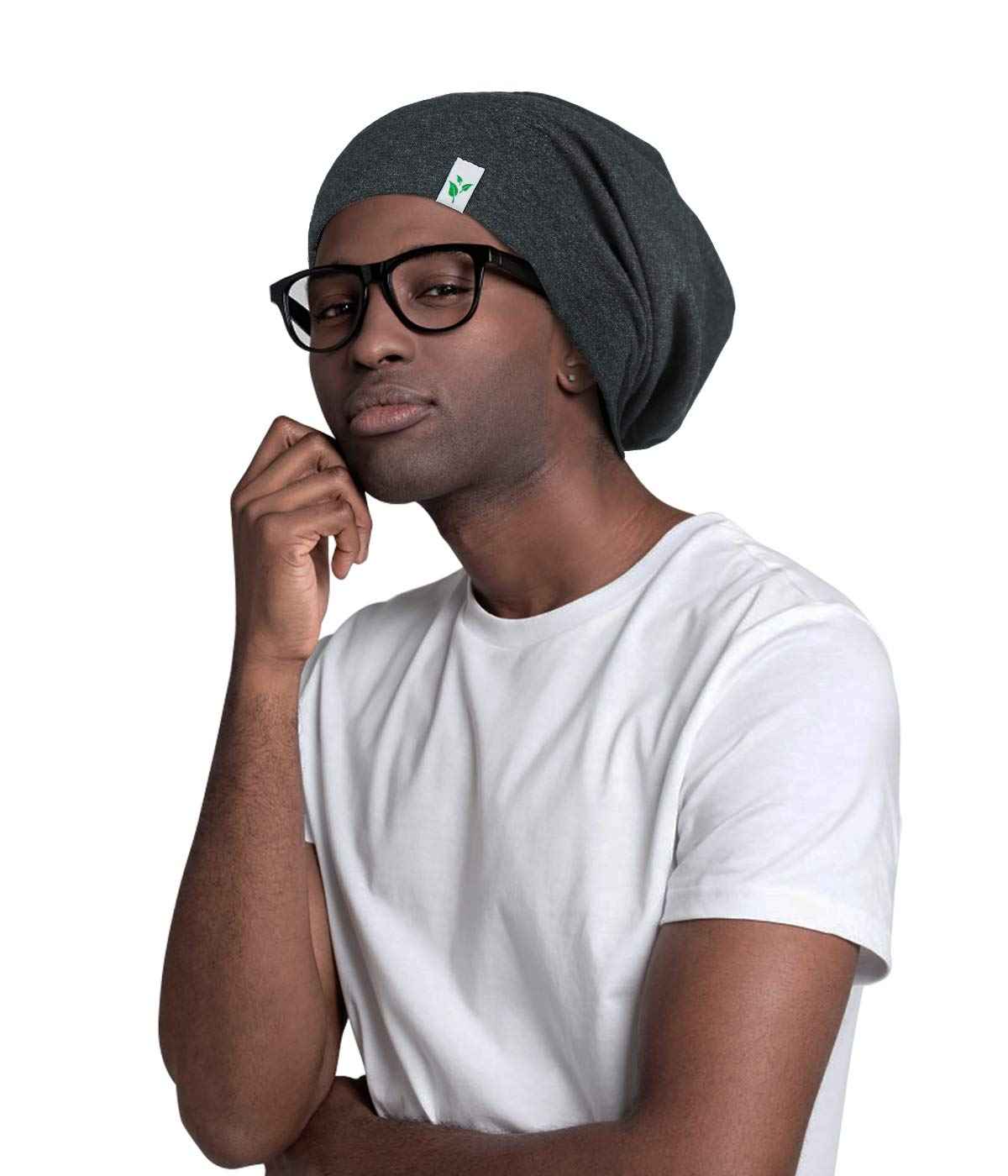 Silk Satin Bonnet for Mens with Curly Hair Adjustable Black