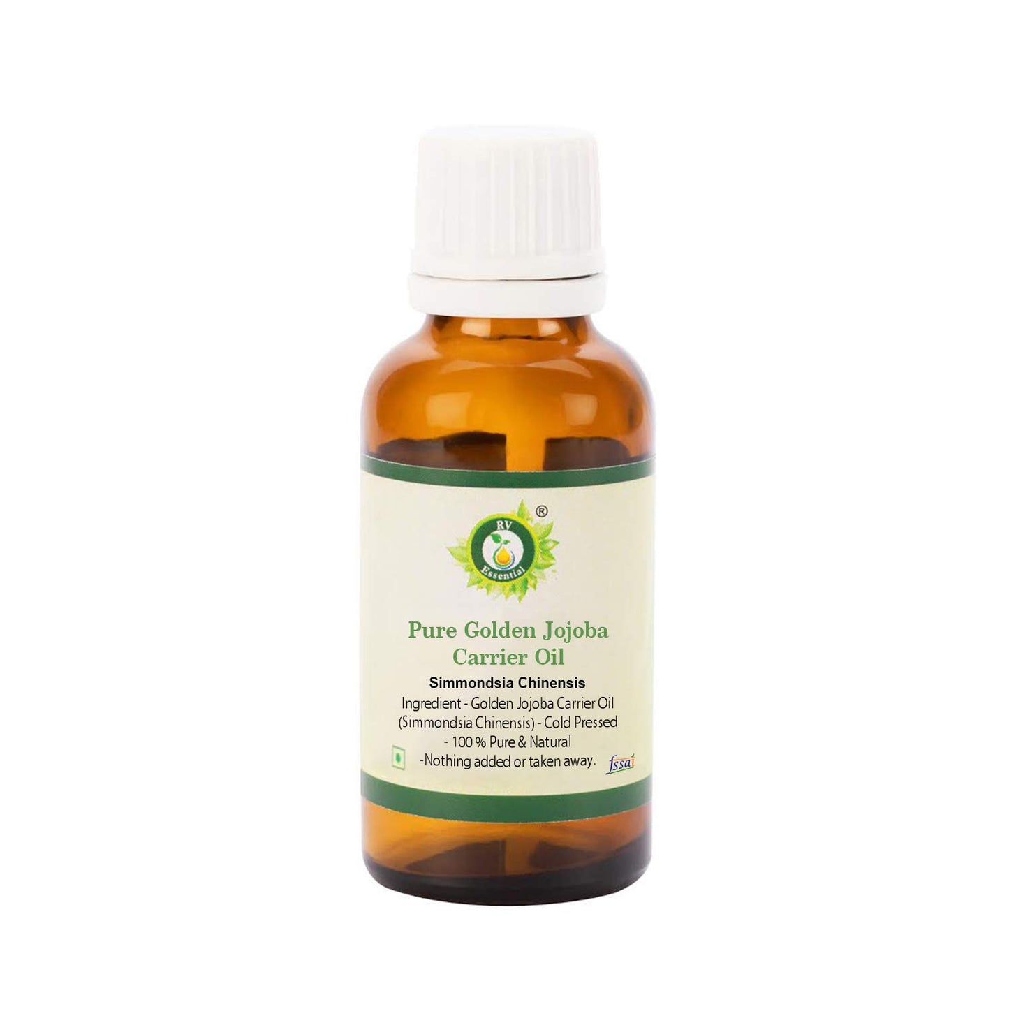 R V Essential Pure Golden Jojoba Carrier Oil 50ml (1.69oz)- Simmondsia Chinensis (100% Pure and Natural Cold Pressed)