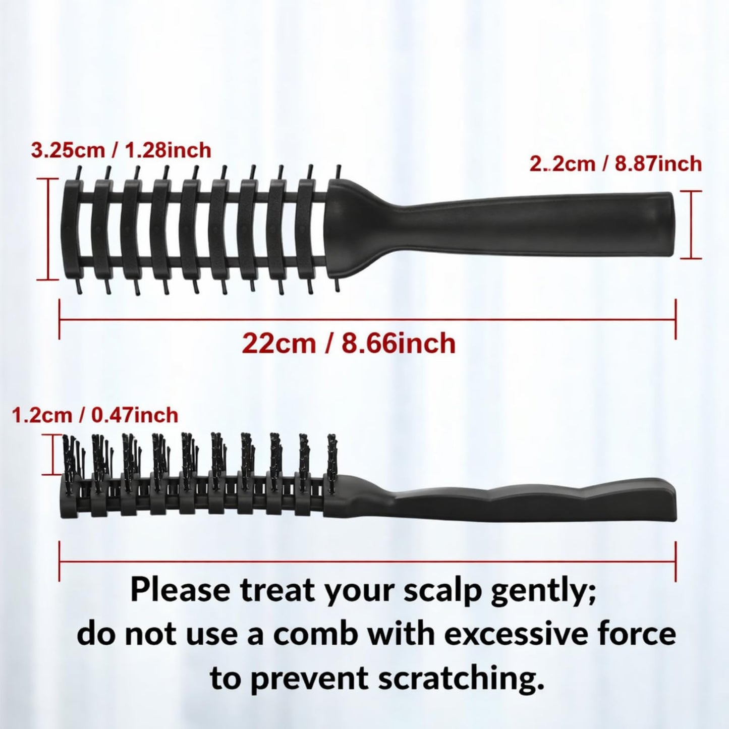 Patelai 3 Pieces Vent Hair Brush for Men Women Black Plastic Styling Hair Brush Anti Static Bristles for Wet Short Curly Straight Hairs Blow, Drying Quickly, Speed Blow Pain-free Detangling Brushes