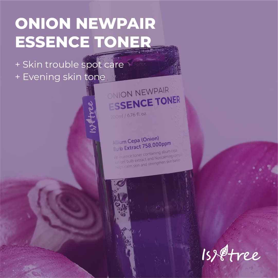 ISNTREE Onion Newpair Essence Toner 200ml 6.76fl.oz care for dark spots skin I Hydrating & Soothing Toner with Muan Red Onion Extract I Radiant, Skin Tone-up I Vegan facial Korean Skincare