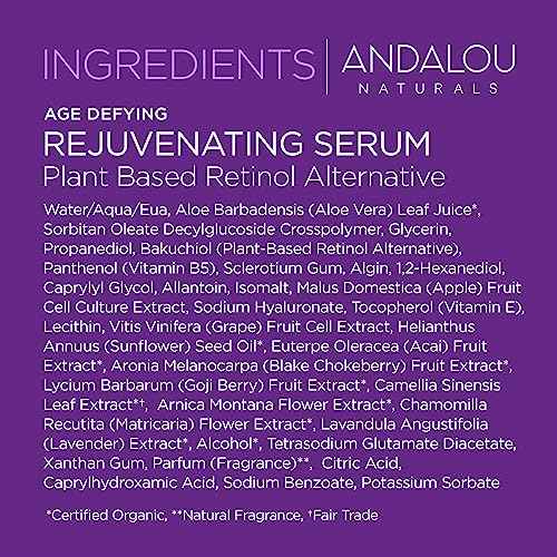 Andalou Naturals Rejuvenating Serum with Plant Based Retinol, 1 Oz