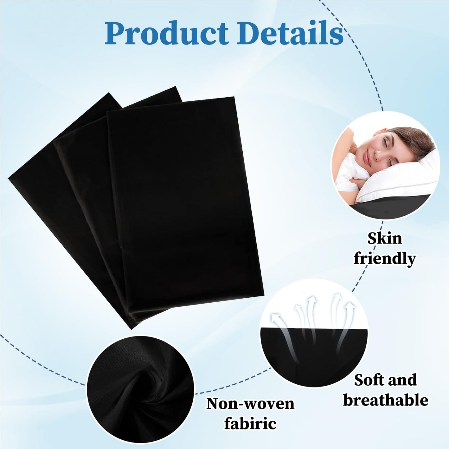 Disposable bed cover 31.5 * 71 inches, 100 pieces black, thick breathable non-woven massage bed sheet, suitable for hydrotherapy, beauty salons, hospitals