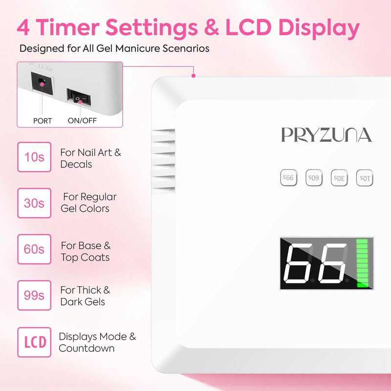 Cordless UV LED Nail Lamp, 72W UV Light for Gel Nails with Metal Base, Fast Curing Professional Nail Lamps for Gel Polish with 4 Timers & Auto Sensor, Rechargeable Nail Dryer for Salon & Home (White)
