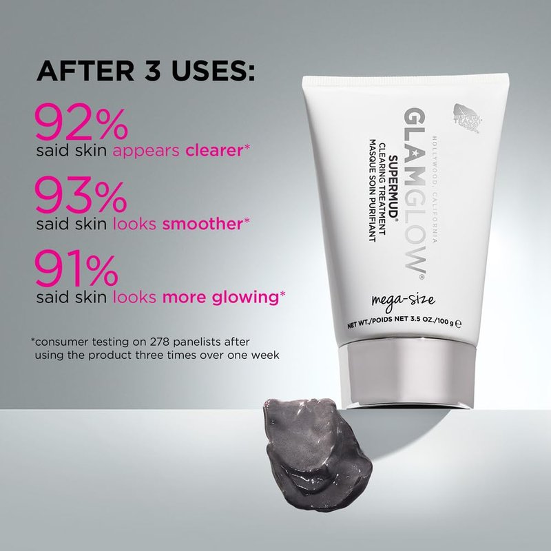 Glamglow SUPERMUD Instant Clearing Treatment Face Mask Duo | Clears Complexion, Minimizes Pores + Face Exfoliator, Travel Set, 1 Ounce