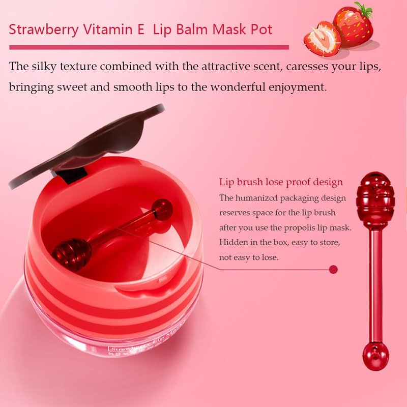 8 PCS Bee Lip Balm Pot, Fruit Moisturizing Propolis Lip Mask, Lip Mask Overnight Moisturizing Lip Balm Hydrating Prevention Dry and Crack Lip Scrubs Exfoliator Lip Wrinkle Care Products