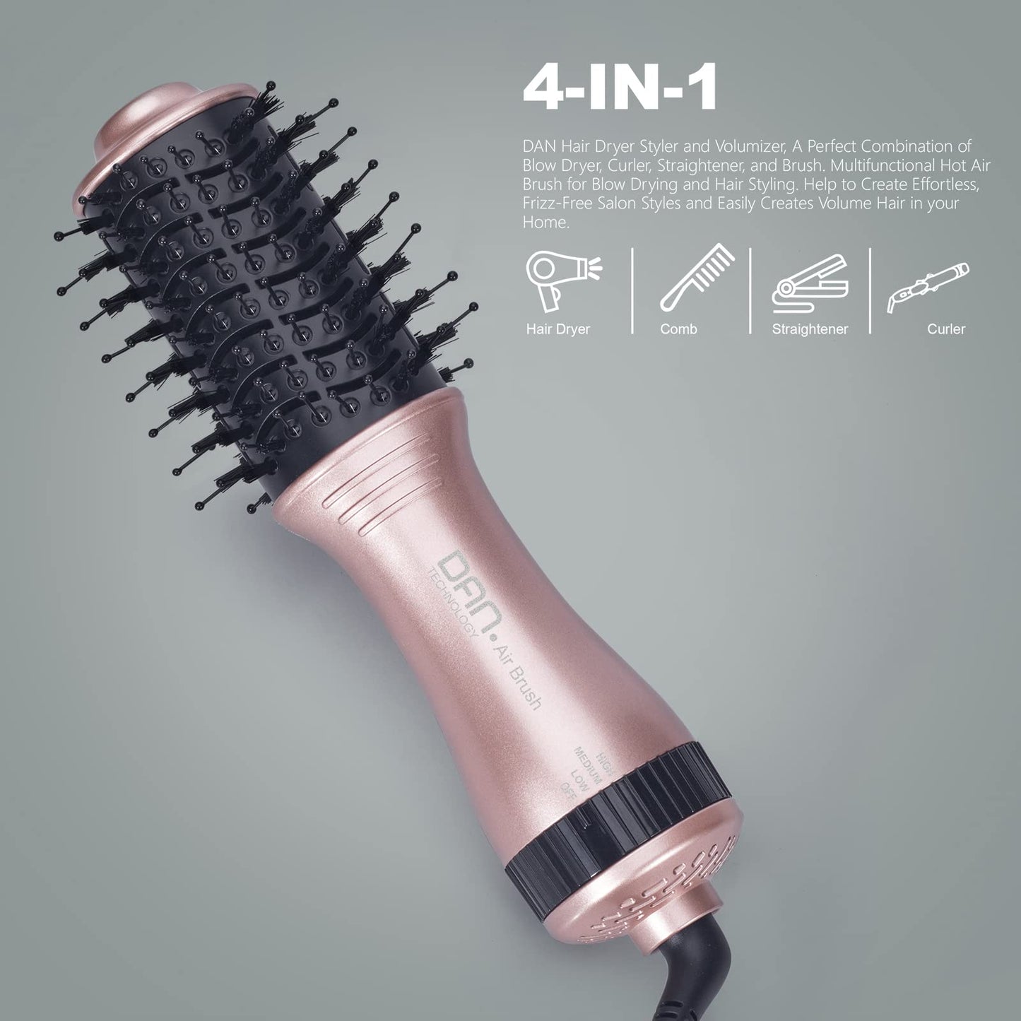 DAN Technology one Step HairDryer and volumizer,Small Hairbrush drye,2 inch Lightweight Electric Brush Hair, Small Brush Hair dryers for Women…