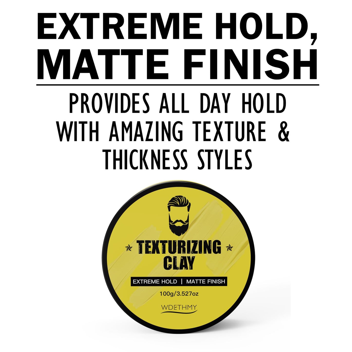 WDETHMY Hair Clay For Men, High Hold & Low Shine Men's Matte Clay, Long-lasting Hold and Easy Wash Hair Styling Cream, No-greasy Formula, Add Volume & Texture Hair Styling Products
