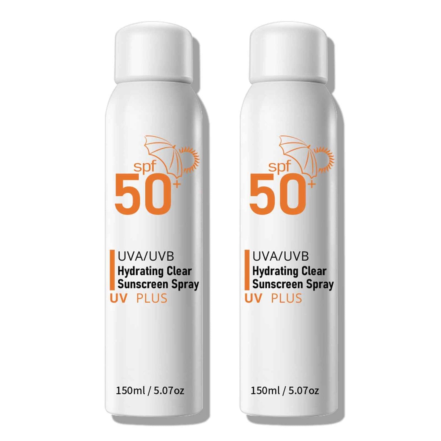 Sunscreen Spray SPF 50+ for Face & Body, Reef Safe Sunscreen Spray, Broad Spectrum UVA/UVB Sunblock, Oxybenzone-Free, Non-Comedogenic, Oil-Free, Water Resistant, 5.07oz Travel Size (2 pack)