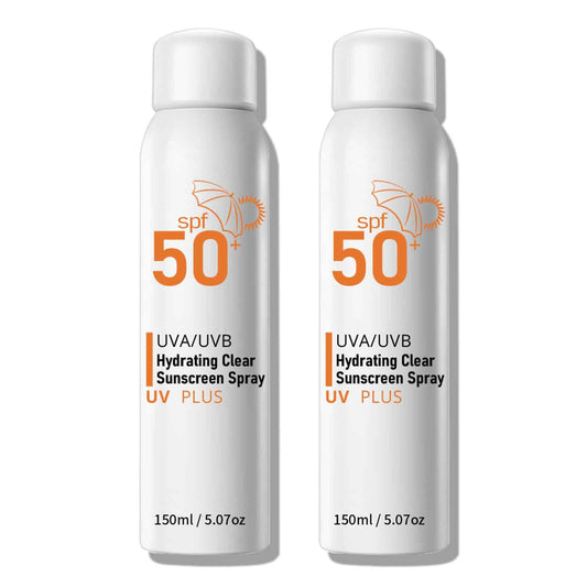 Sunscreen Spray SPF 50+ for Face & Body, Reef Safe Sunscreen Spray, Broad Spectrum UVA/UVB Sunblock, Oxybenzone-Free, Non-Comedogenic, Oil-Free, Water Resistant, 5.07oz Travel Size (2 pack)