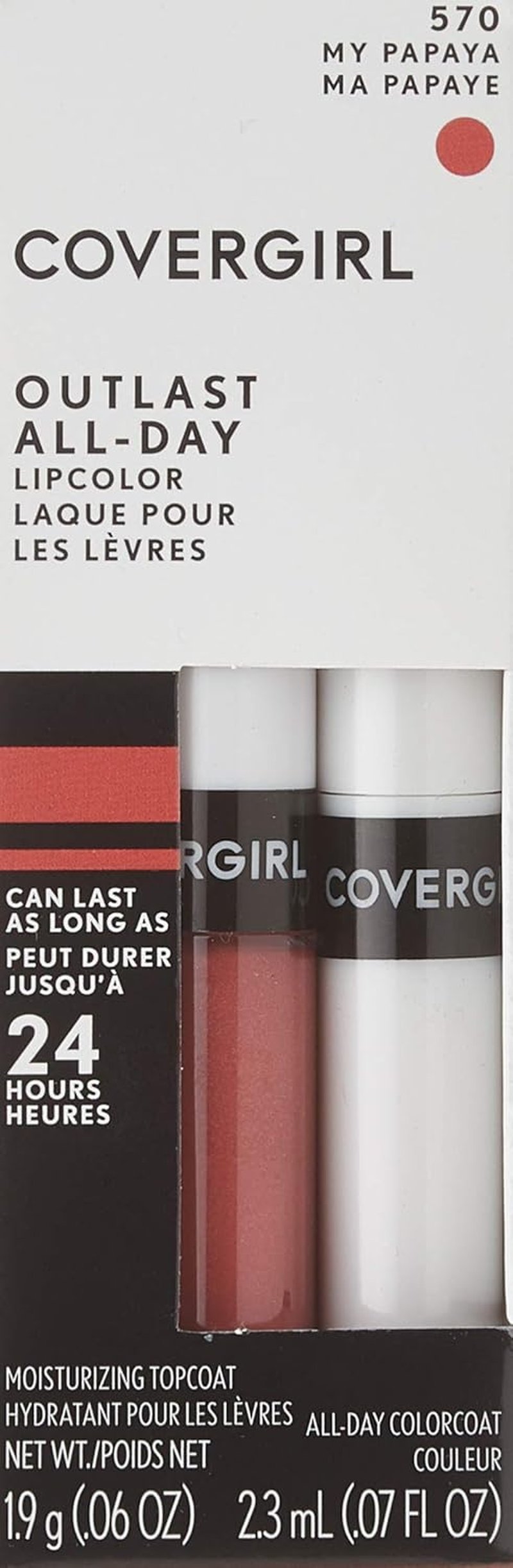 COVERGIRL Outlast All-Day Lip Color - My Papaya | Long-Lasting, Vibrant Finish (Pack of 2)