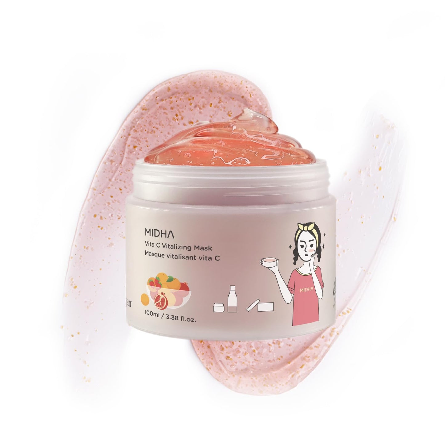 MIDHA VITA C VITALIZING MASK, 3.38fl.oz/100ml,Hydrating, Jelly Texture, Glow-Enhancing, Moisture boost, Daily Vitality Boosting, Soothing, Nourishing, Wash off Pack