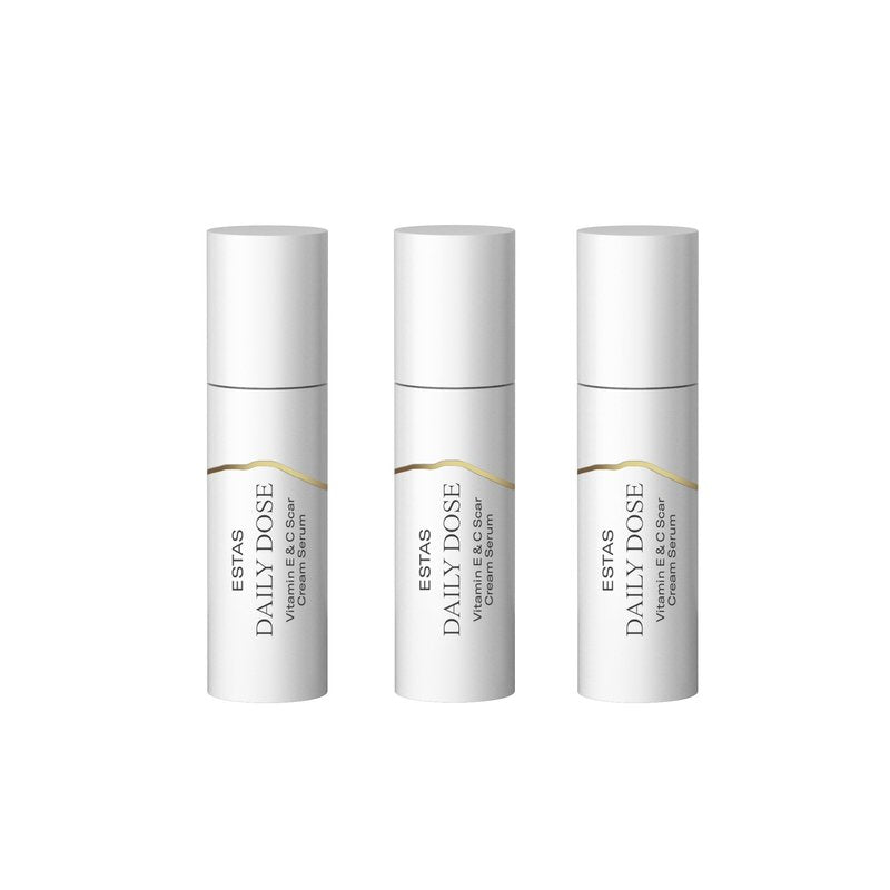 ESTAS Beauty Scar Cream On The Go -Daily Vitamin E & C with Silicone, For Old & New Scars on Face & Body, Ideal For Surgical, Burn, C-Section & Acne Scars, Vegan + Cruelty Free, (0.17oz pack of 3)