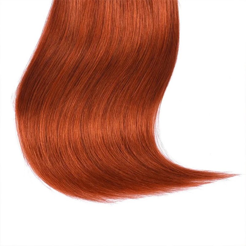 Ginger Bundles Color 350 Straight Human Hair Bundles 8 10 12 inch Double Weft Brazilian Virgin Orange Straight Human Hair Extensions Soft and Silky for Women