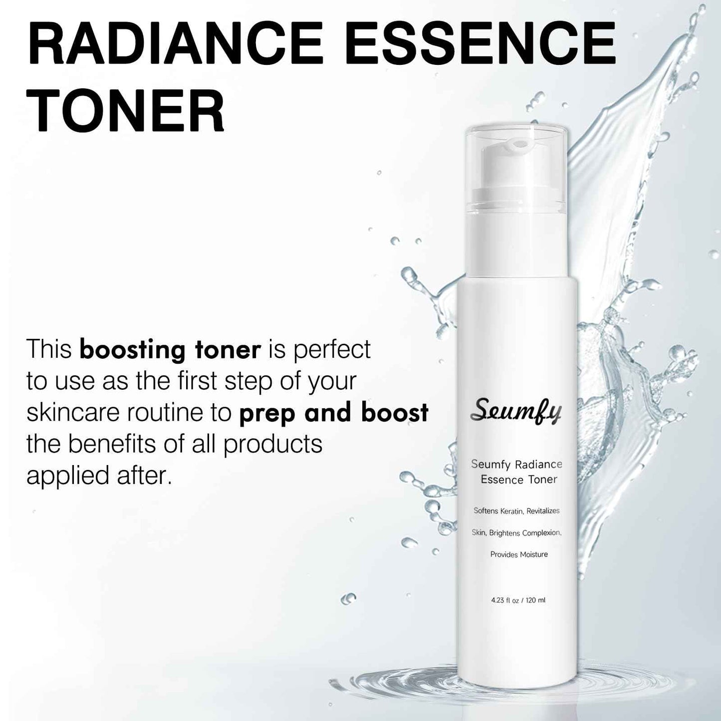 SEUMFY Collagen Booster Essence Toner Serum Anti Wrinkle Hydrating Face Exfoliator Serum Toner Essence with Multiple Natural Extracts for All Skin Types,120ML/4.28 Fl.Oz