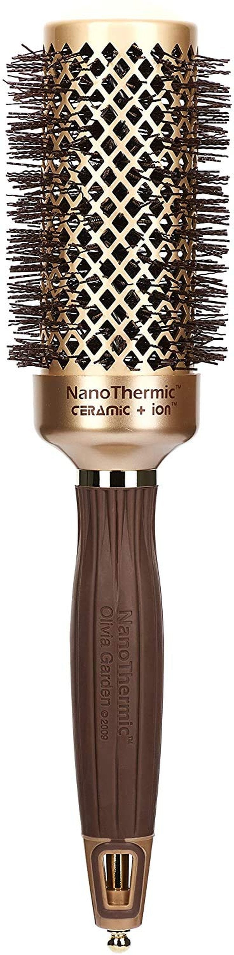 Olivia Garden NanoThermic Ceramic + Ion Round Thermal Hair Brush - Not Electrical - Professional Blowout Brush for Normal to Thick Hair, NT-44 1 3/4"