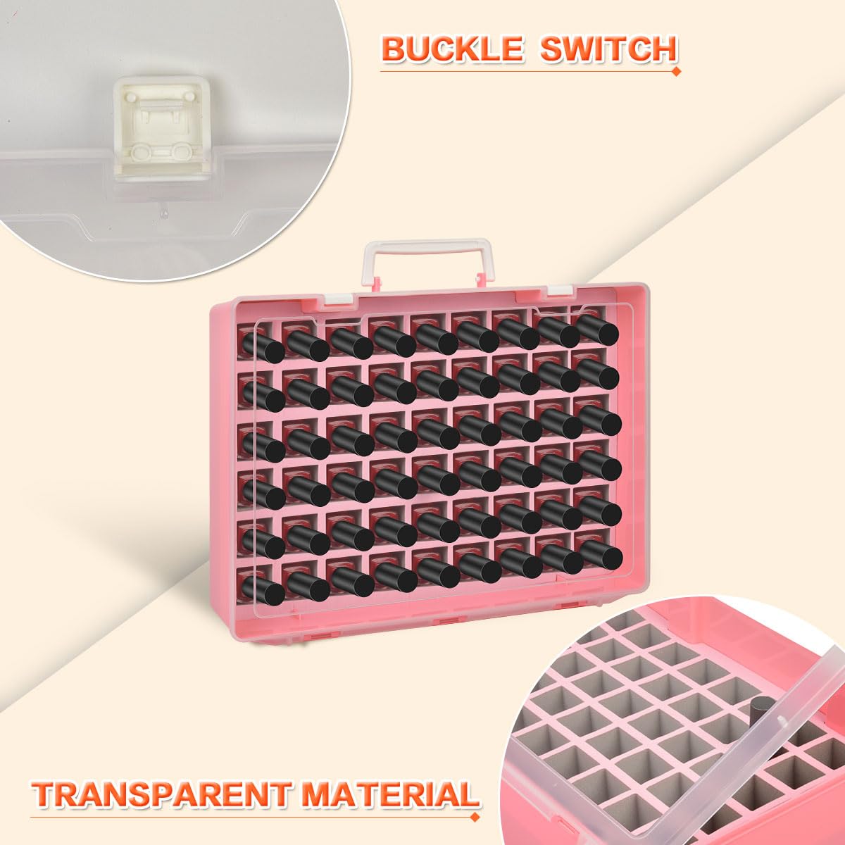 ALCYON Universal Nail Polish Holder & Organizer Contains 54 Bottles for Gellen, for Beetles, for Sally Hansen, for OPI, for Essie and Other Fingernail Polish (ONLY A CASE)-Pink