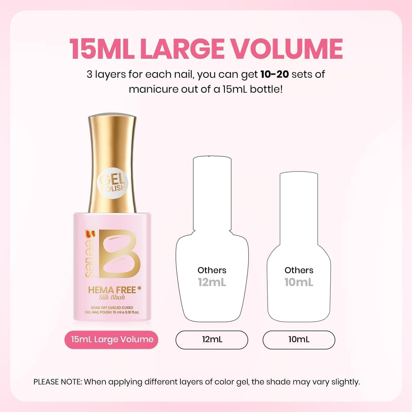 Beetles French Tip Gel Polish - Blush Moonlight, 2 Colors HEMA-Free Summer White Pink Gel Nail Polish Set 15ML with Styles Stickers, Same Color Bottle, Soak Off UV LED Nails