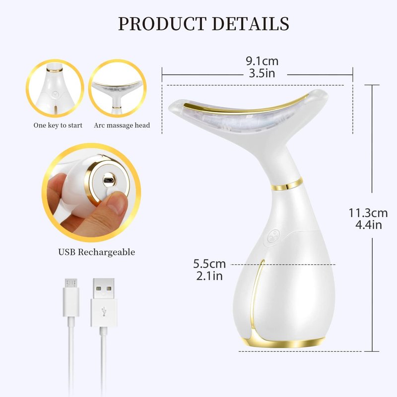 3-in-1 Beauty Massager | Electric Facial Massager with Heat, Vibration & LED for Smoother, Firmer Skin - Face & Neck Use