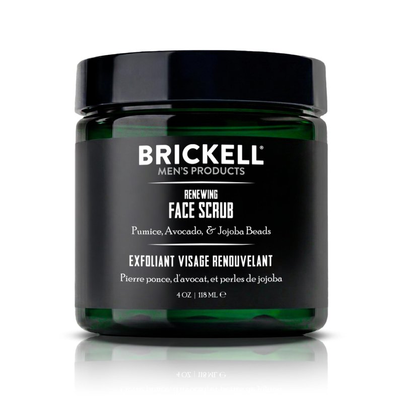 Brickell Men's Renewing Face Scrub for Men, Deep Exfoliating Facial Scrub Formulated with Pumice, Caffeine and Jojoba Beads, 4 Ounce, Scented