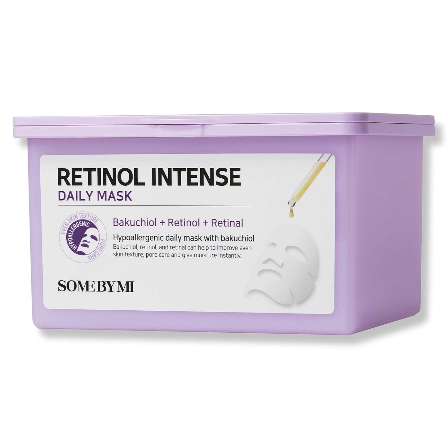 Retinol Intense Daily Mask - Vegan Korean Face Sheet Mask for Glass Skin | 30 Sheets, 11.8Oz - Improves Texture & Elasticity
