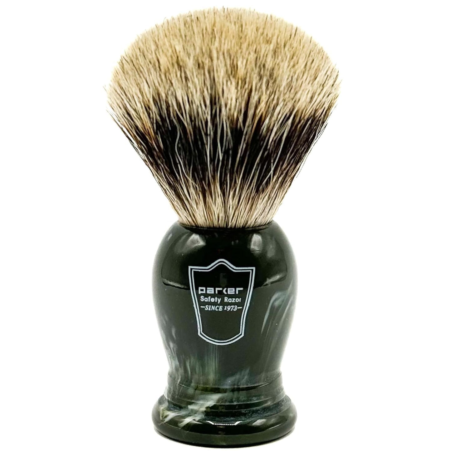 Parker - The King - Oversized 3 Band Pure Badger Bristle Shaving Brush - Long Loft – Brush Stand Included - Generates a Giant and Luxurious Lather