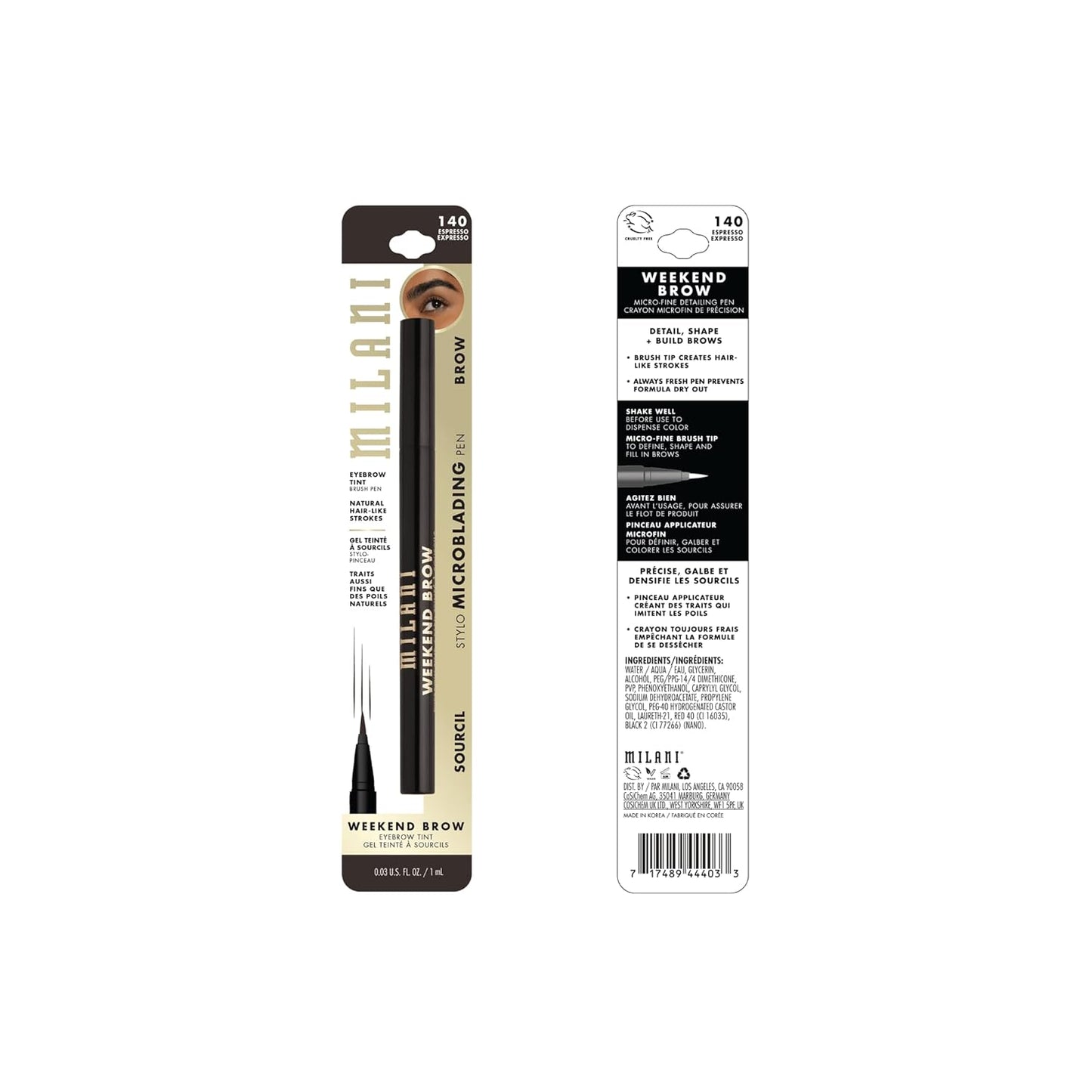 Milani Eyebrow Tint - Long-Lasting Weekend Brow Color | 140 Espresso Shade