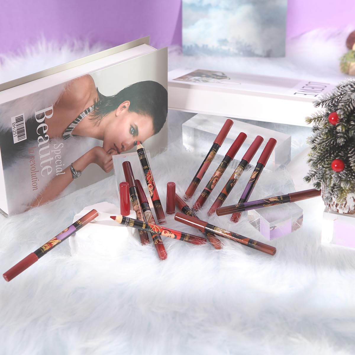 Katiluxiya 12PCS Lip Liner Pencils Set Pack for Shaping & Sculpting Lips, Modifieddark Lip Color Lipsticks,Long-Lasting Waterproof Lipsticks. (03, Color)