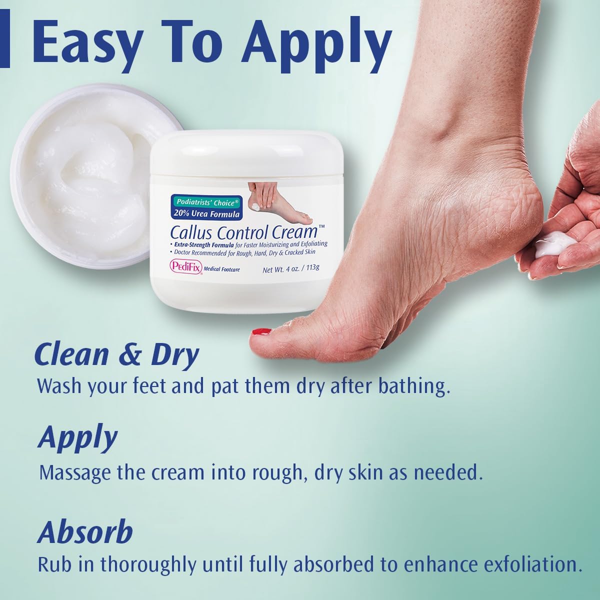 Pedifix 20% Urea Callus Control Foot Cream - Extra Strength Treatment for Dry, Cracked Feet | 4 Oz. (113g)
