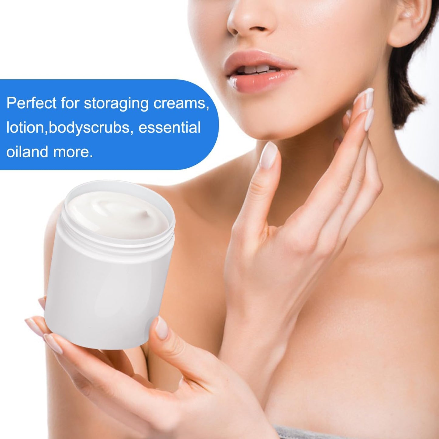 Plastic White Jars with Lids - 8 oz Wide-Mouth Cosmetic Storage for Beads, Lotions, Creams | 47 Packs