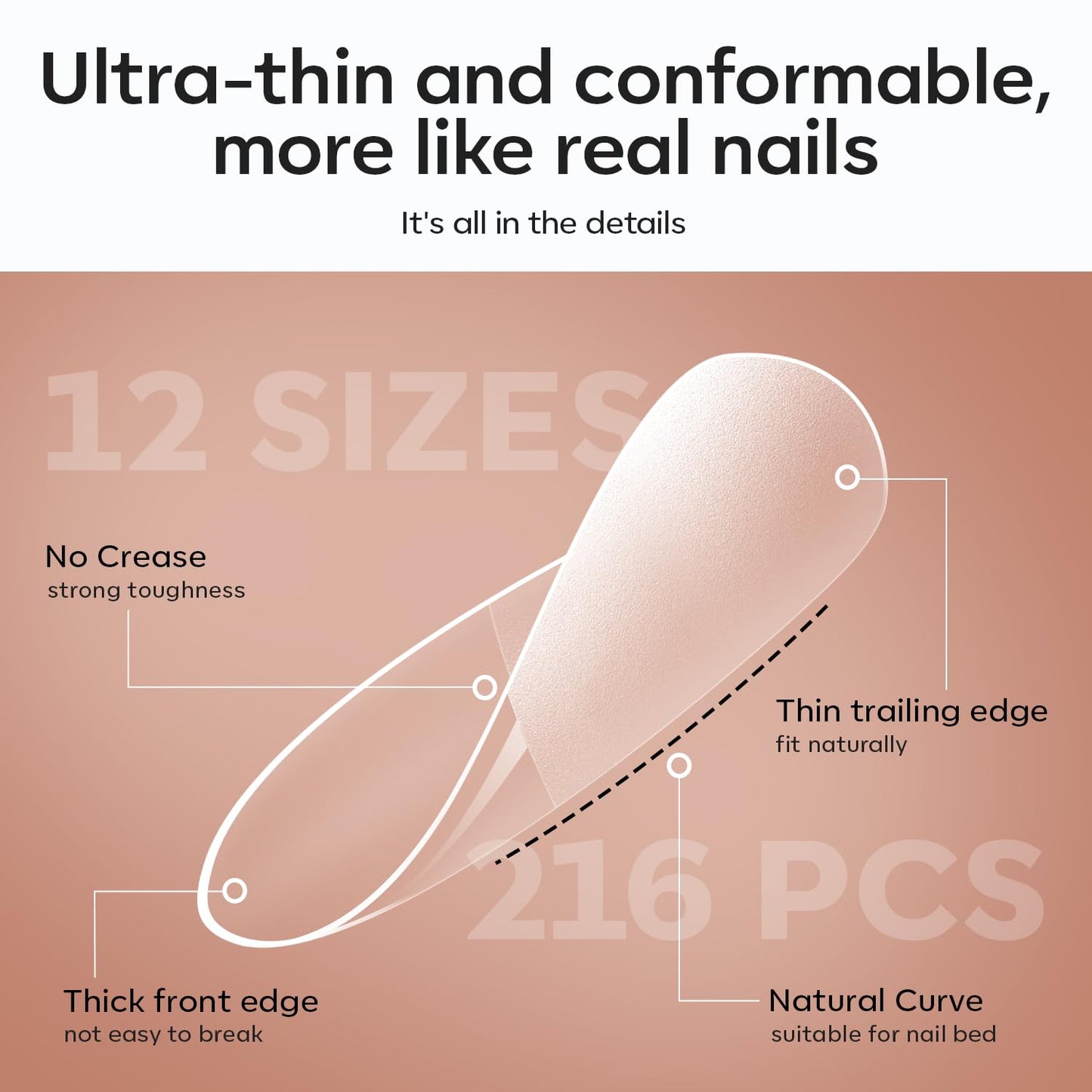modelones X Nail Gel Kit Short Almond, 9-in-One Nail Glue UV Light