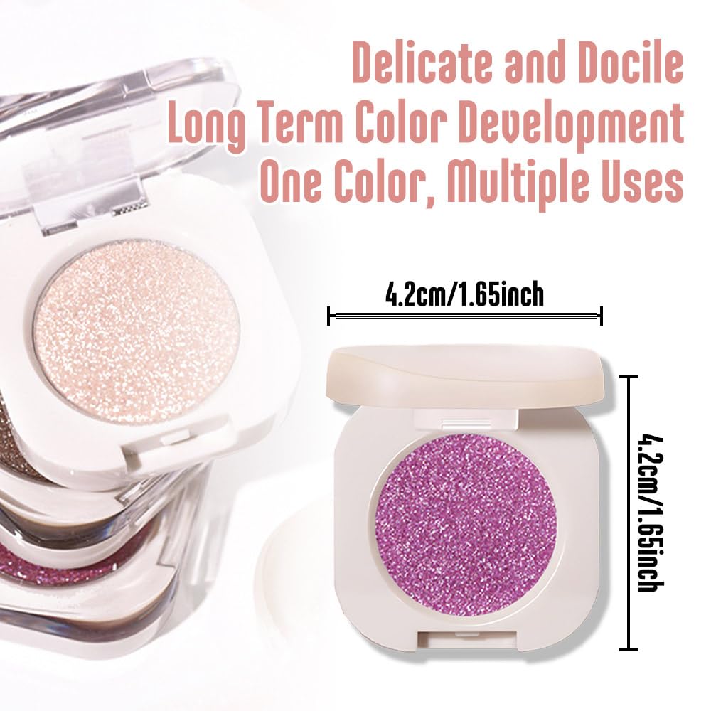 CAKAILA Single Purple Shimmer Sparkly Eyeshadow,Bright Intense Monochrome Eye Shadow,Apply Makeup Easily,Matte Pressed Powder Single Eyeshadow,24 Hour Eye Makeup Longwear Waterproof