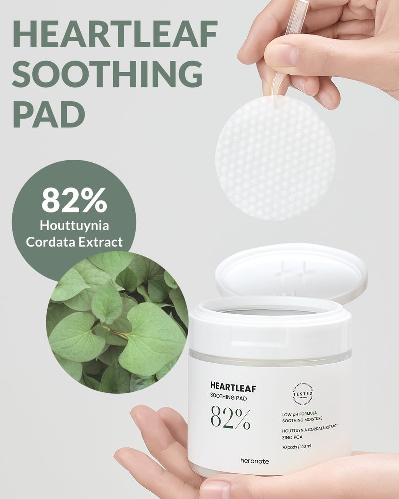 Heartleaf Soothing Moisture Pad - 80% Low-Temperature Extracted Heartleaf & Niacinamide for Acne Control | 70 Pads