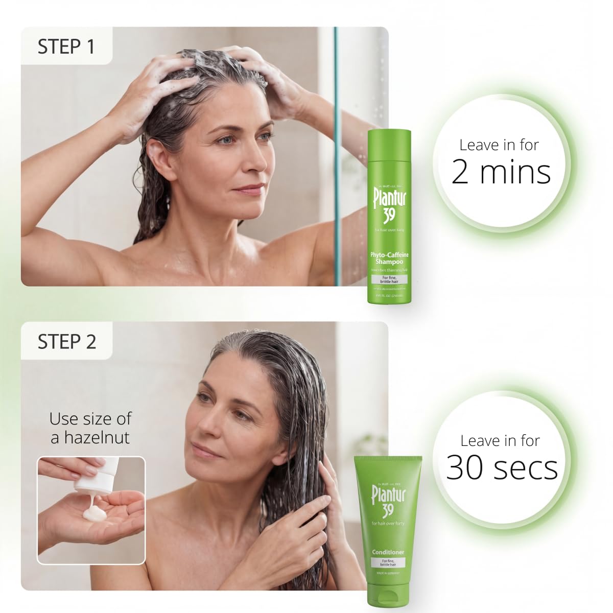 Plantur 39 Fine and Brittle Hair Shampoo and Conditioner Bundle I Promotes Natural Hair Growth I Phyto-Caffeine Formula I Shampoo (8.45 Oz) and Conditioner (5.07 Oz)
