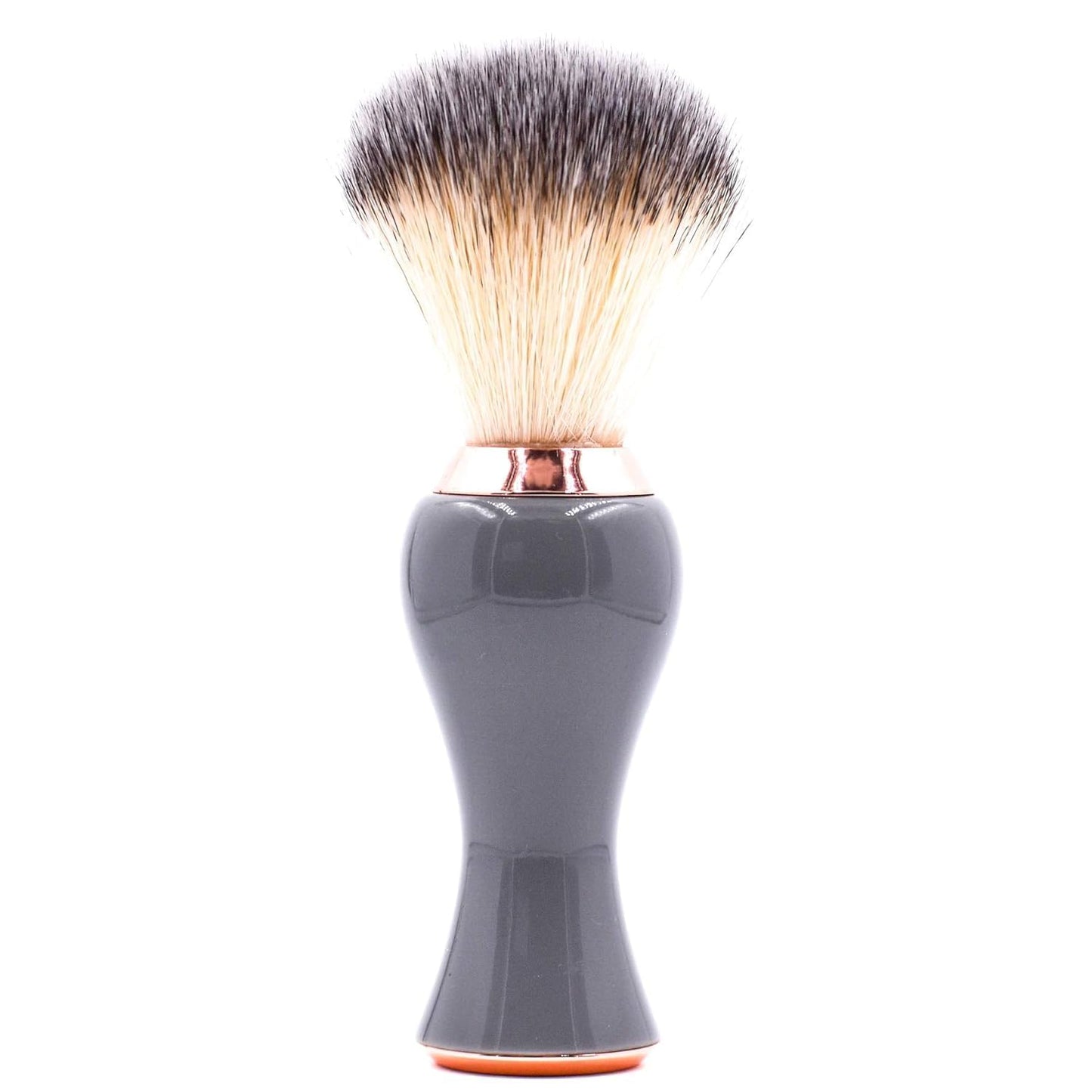 Parker Premium Synthetic Bristle Shaving Brush with Stand - Super Soft Bristles for Sensitive Skin - Deluxe Gray and Rose Gold Handle - Shaving Brush for Men & Women