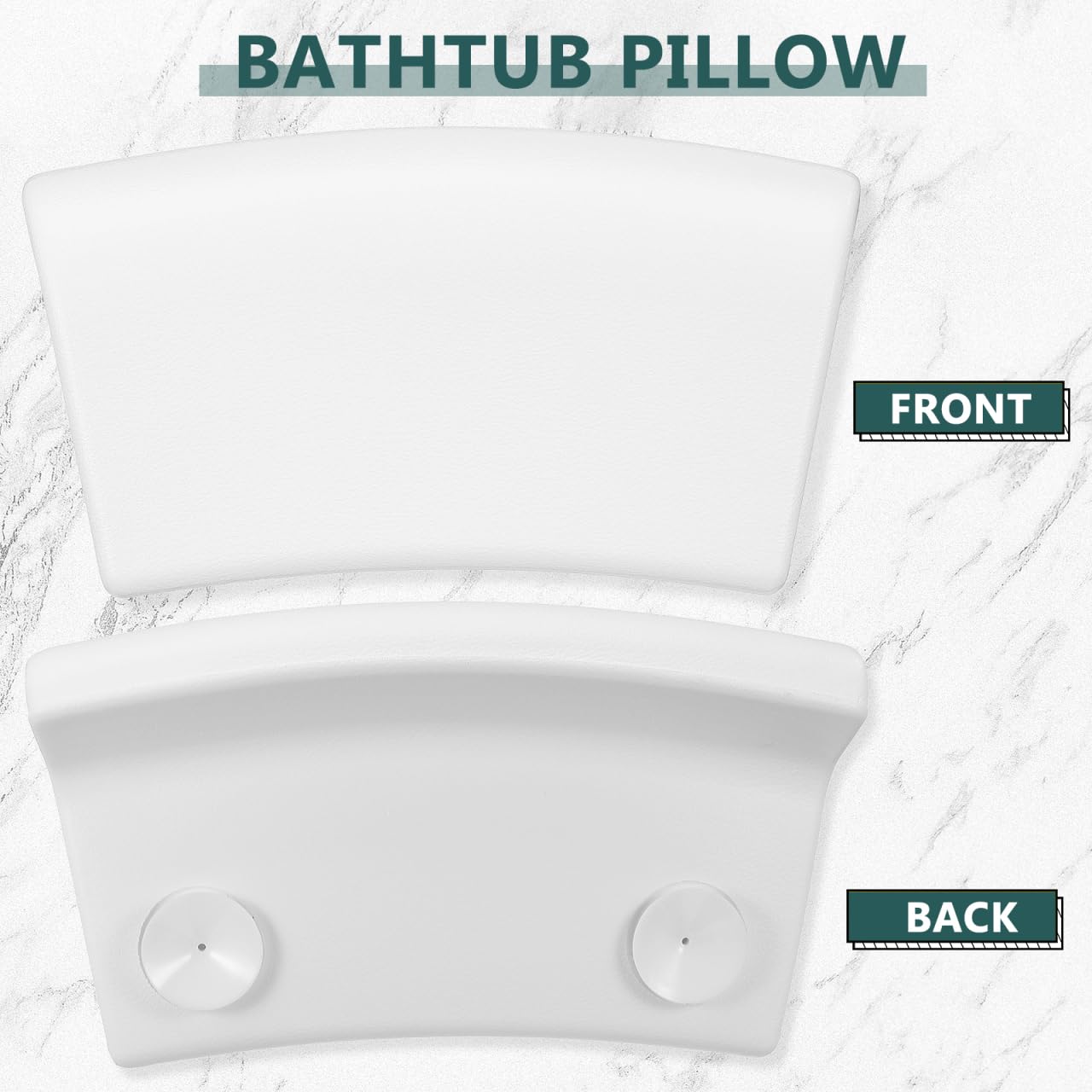 POPETPOP Bath Pillow for Tub - PU Wave Bath Pillow, White Bath Tub Pillows for Head and Neck, Waterproof Tub Pillow for Bathtub, Bath Accessories for Women Men Home, Hotel, Salon, Spa (11.59'' X 5.70'