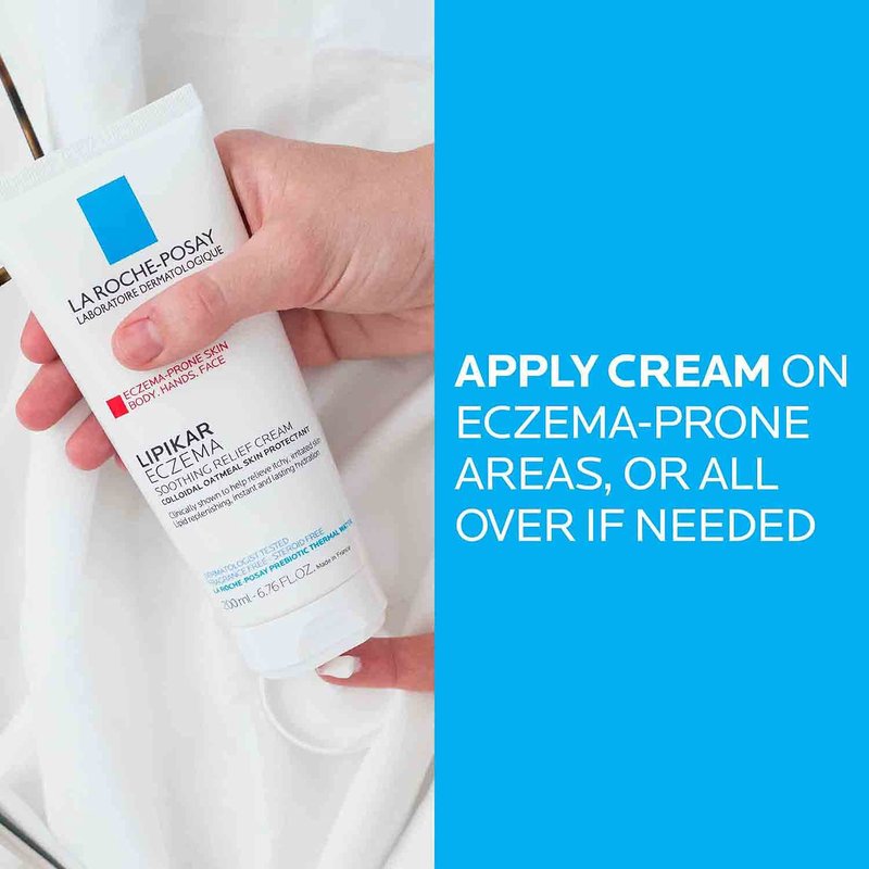 La Roche-Posay Lipikar Soothing Relief Eczema Cream,Face and Body Lotion For Eczema and Sensitive,Dry Skin,Moisturizer with Colloidal Oatmeal to Relieve Irritation,(Pack of 2)