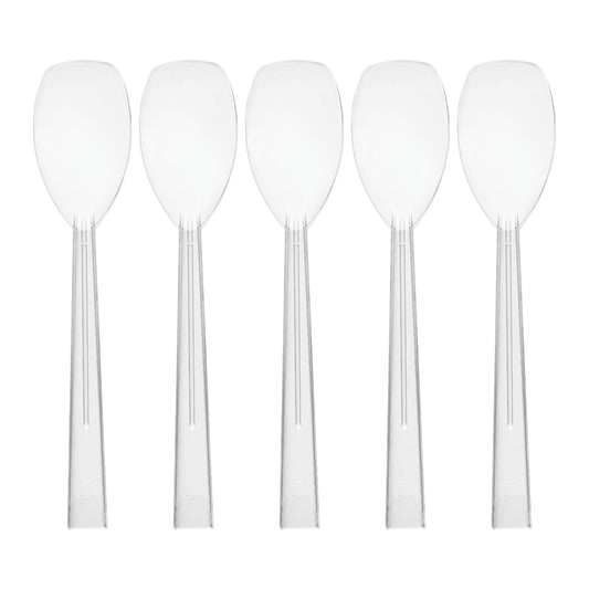 Party Essentials Hard Plastic 9" Serving Spoons, Clear, 12 Count