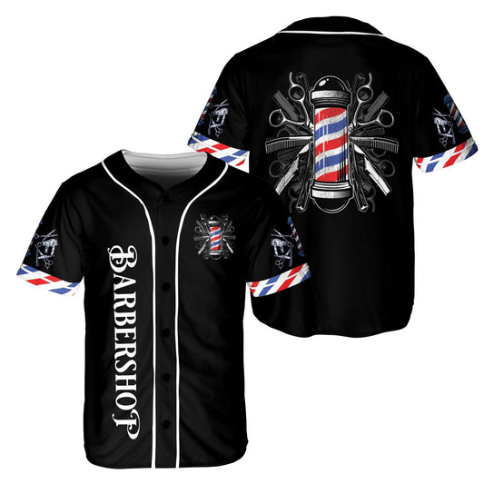 BOZENTIM Barber Shop Baseball Jersey, Hairdresser Barber Shirts Hairstylist Shirt Gift Barbershop for Him Men Women (US, Alpha, 3X-Large, Regular, Regular, Multicolor 2)