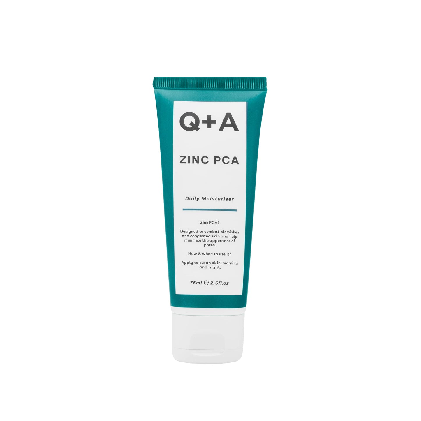 Q+A Zinc PCA Daily Moisturizer (75ml), Hydrating Moisturizer Face Cream for Oily and Blemish-Prone Skin, with Niacinamide and Ginseng, Oil Control and Pore Minimising, Fragrance Free Skincare