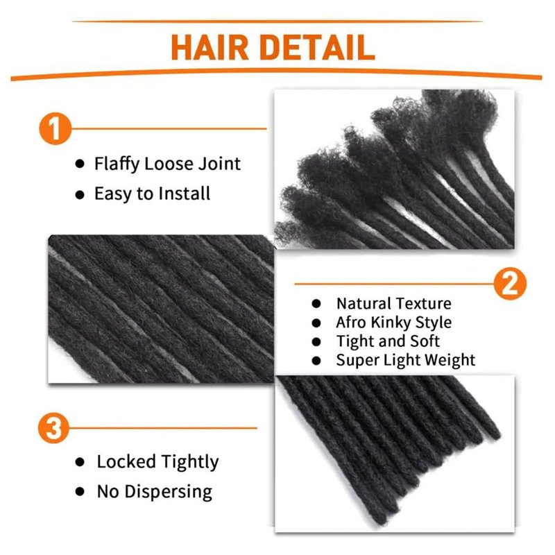 MXIRE Dreadlock Extensions 0.8cm Thickness 6 Inch 30 Strands Real Human Hair for Man/Women/Kids Full Head Handmade Permanent Loc Extensions Bundles Can Be Bleached Dyed Curled Twisted