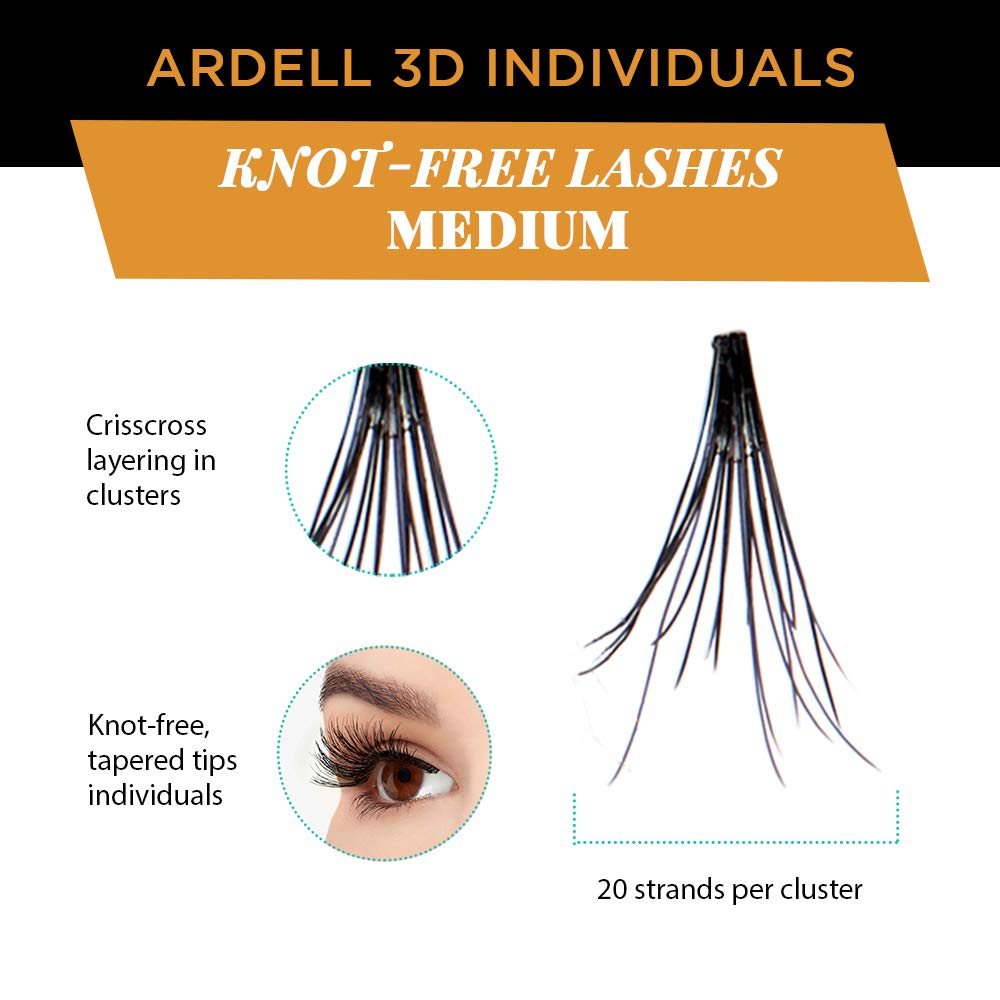 Ardell 3D Individuals Lashes Medium Black False Lashes - Natural Looking DIY Lash Clusters, Eyelash Extensions, 4 Pack